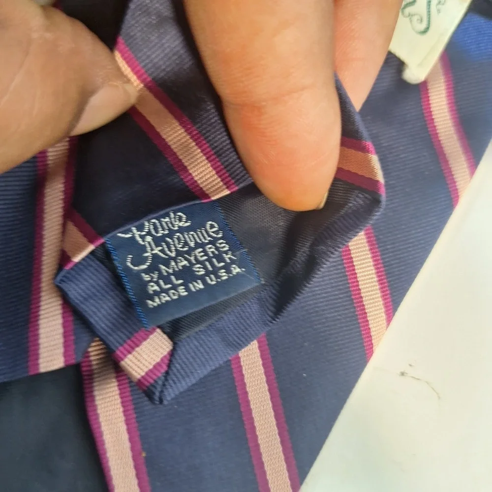 Brooks Brothers Makers Ties Silk & Striped Navy Blue & Purple & Navy Blue 4